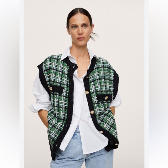 Mango Tweed Oversized Vest - Picture 1 of 15
